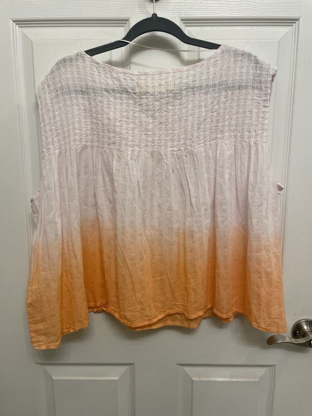 Free People M Little Bit of Something White Orange Ombre Blouse Tank NWT - Picture 5 of 6